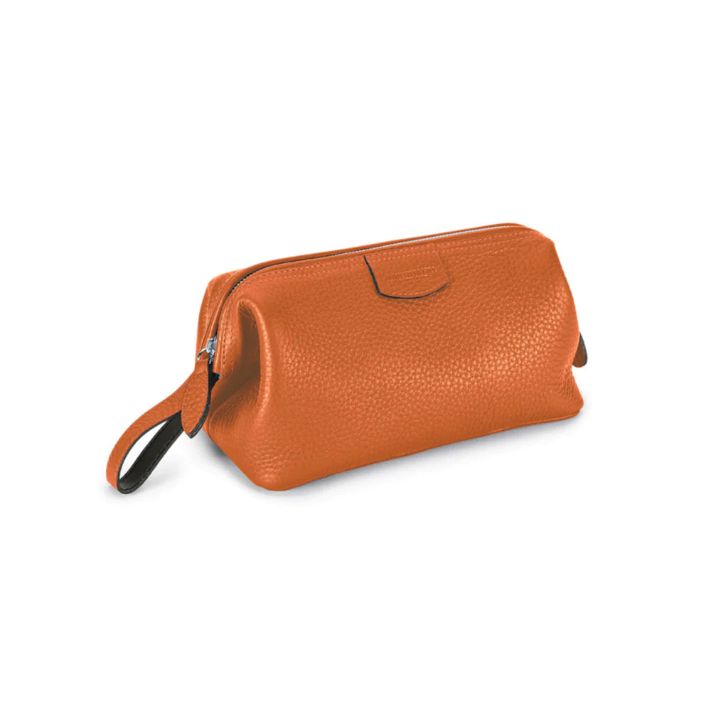 T&H Orange Nappa Wash Bag - Truefitt & Hill US