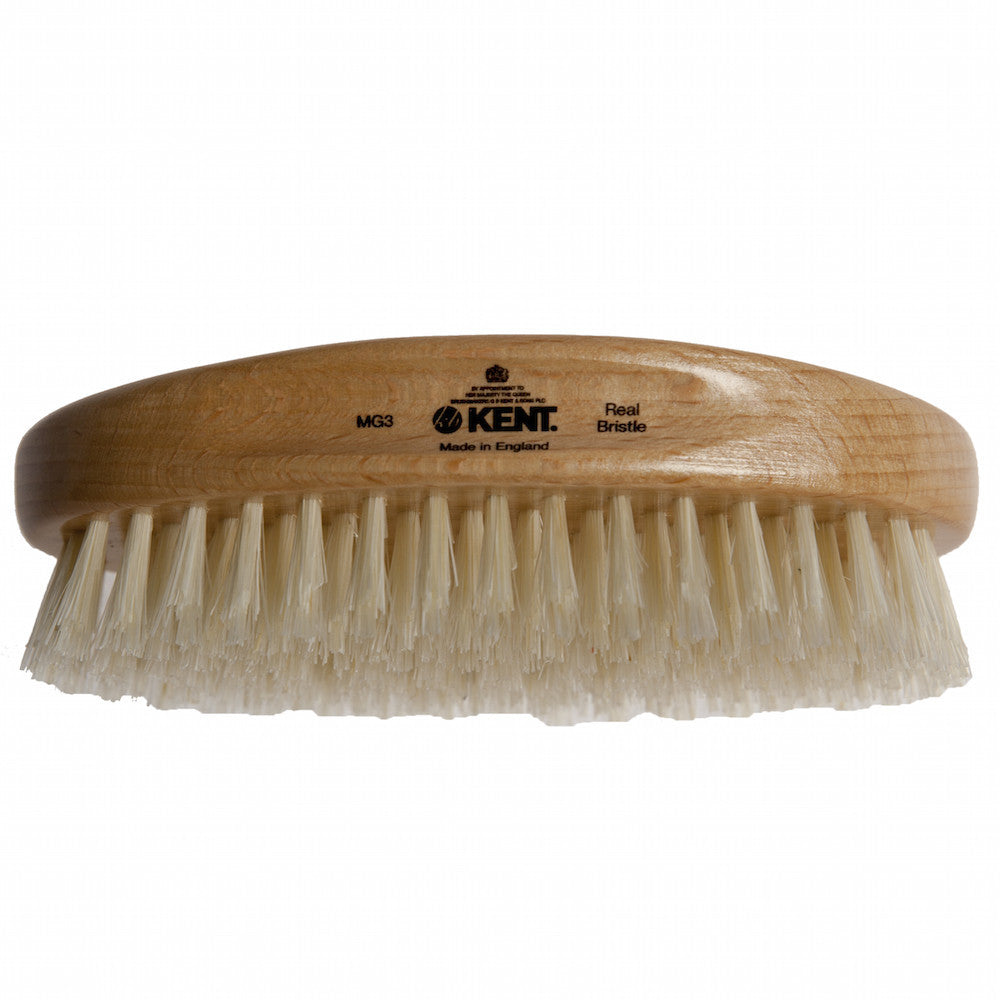 Kent Military Brush, Oval, Beechwood, Pure White Bristle Hairbrush - Truefitt & Hill USA