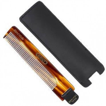 Kent Comb, Fine Tooth With Leather Tab & Case (120mm/4.7in) - Truefitt & Hill USA