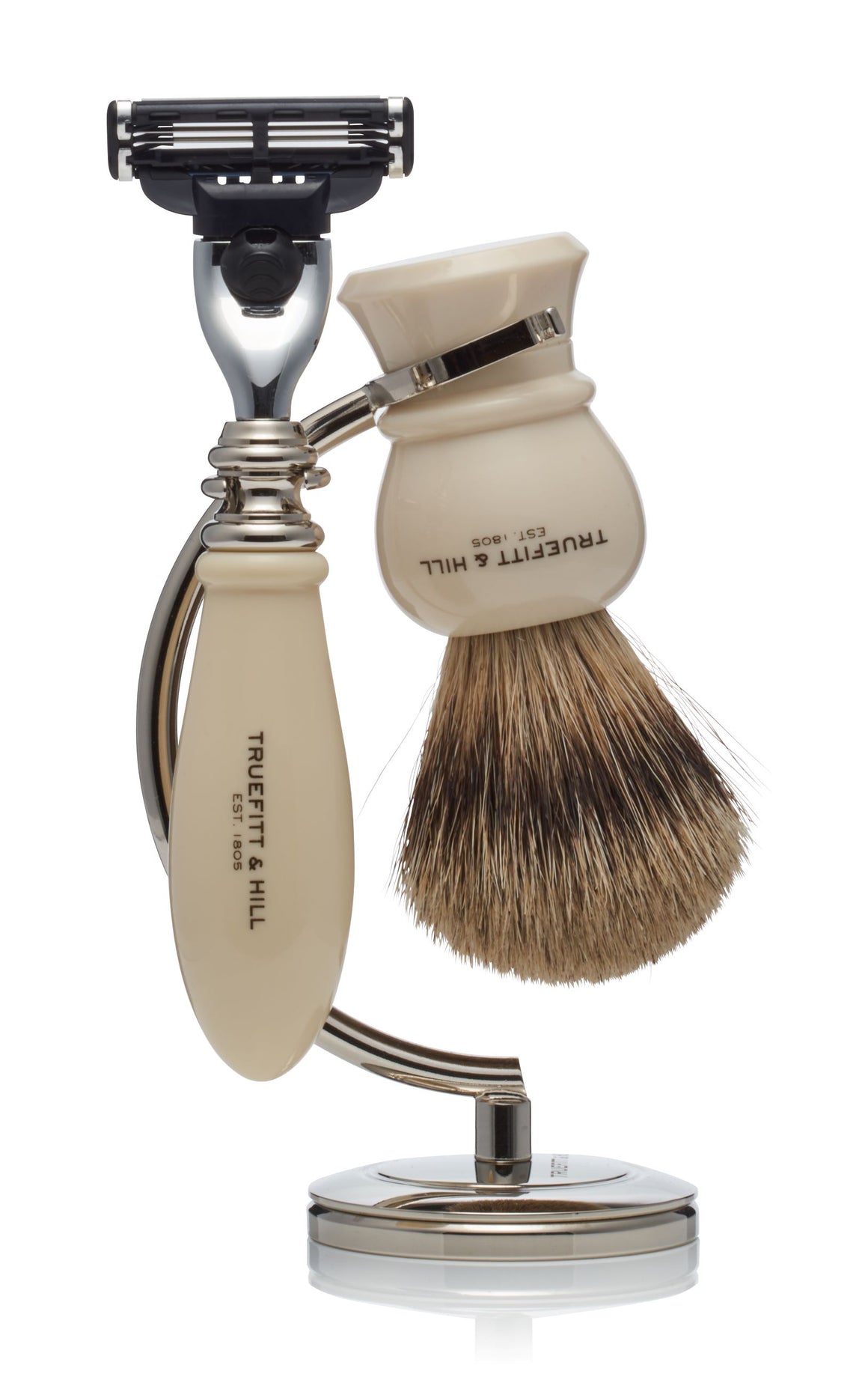 Regency Collection with Curved Stand - Shaving Brush & Razor Set - Truefitt & Hill US