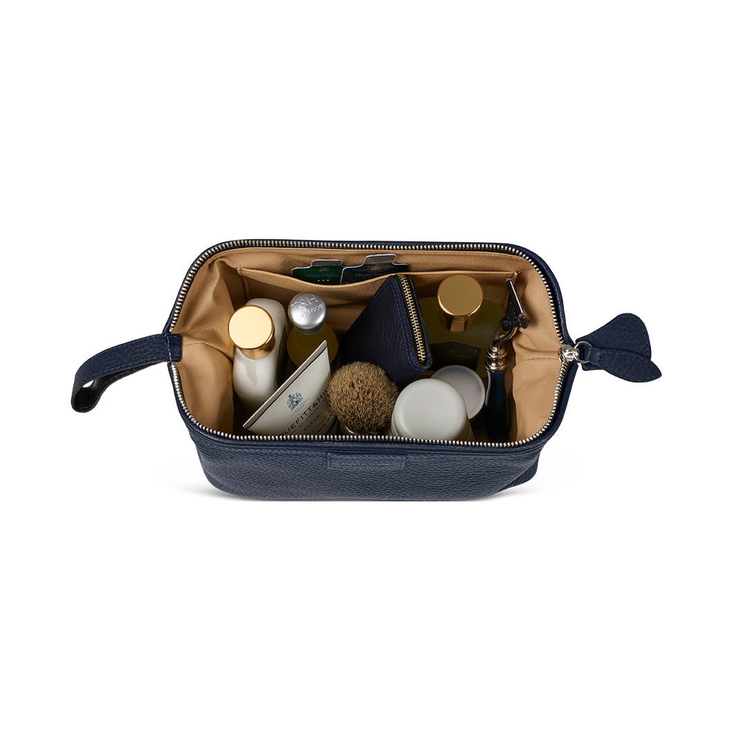 T&H Navy Nappa Wash Bag - Truefitt & Hill USA
