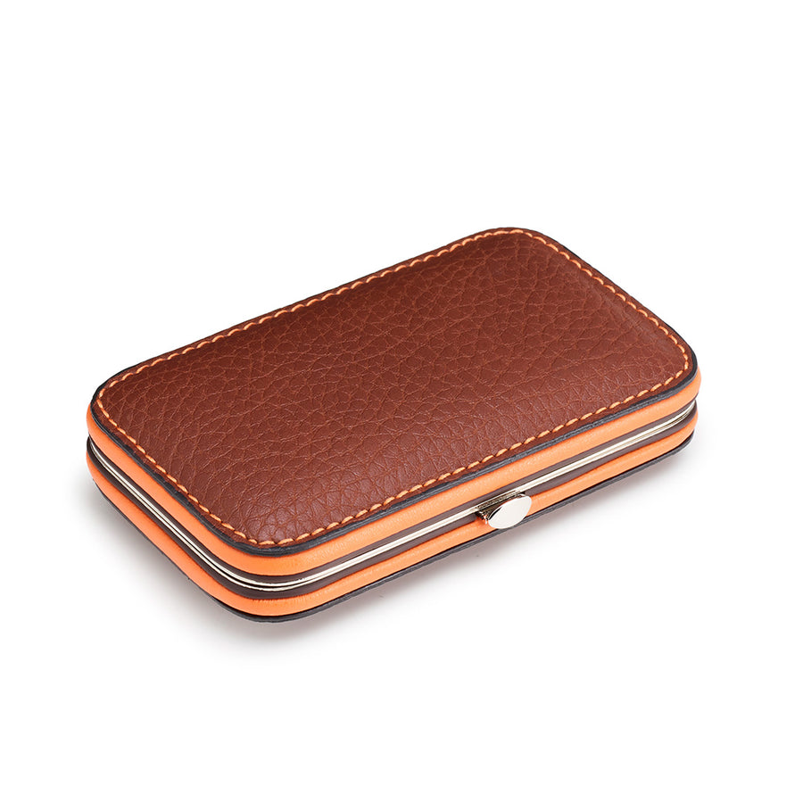 NEW Faux Crocodile and Soft Leather Medium Manicure Set - 5 Piece (Blue/Orange/Green/Tan) - Truefitt & Hill USA