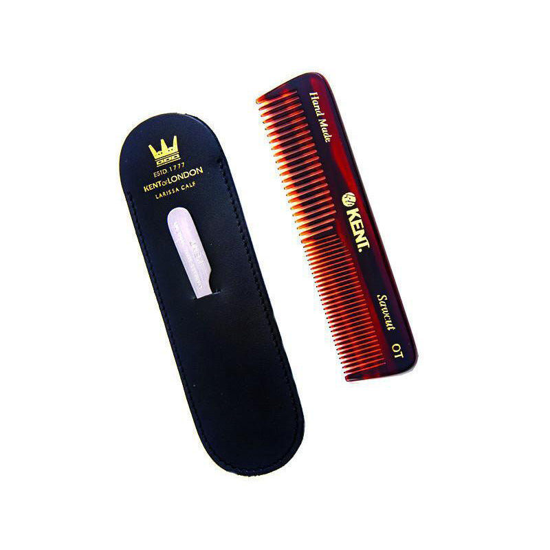 Kent Comb with Leather Case & Metal File